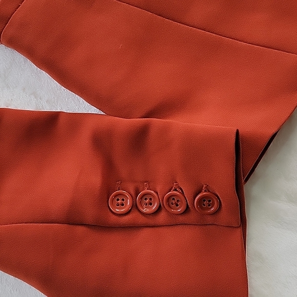 🪵 BURNT ORANGE BROWN SIENNA CARMEL RUST SNATCHED FOREVER 21 BLAZER - Picture 2 of 8